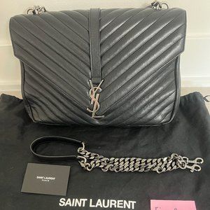 Saint Laurent black quilted large college shoulder bag